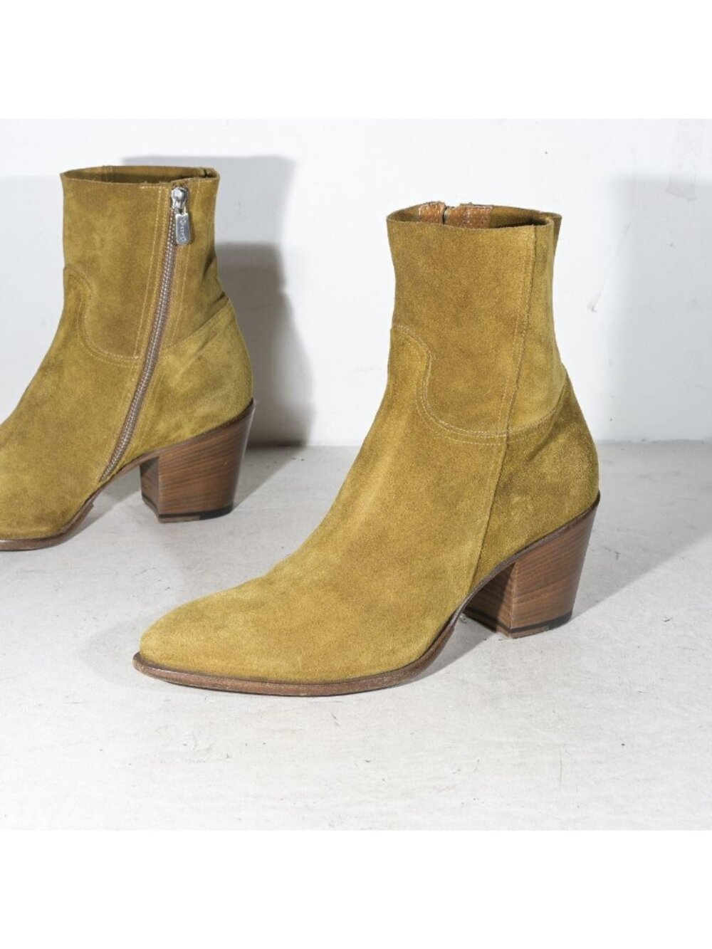 Rocco P. Brown Suede Western Ankle Boots Heeled Bootie Heel Made in Italy 39 - Picture 2 of 8